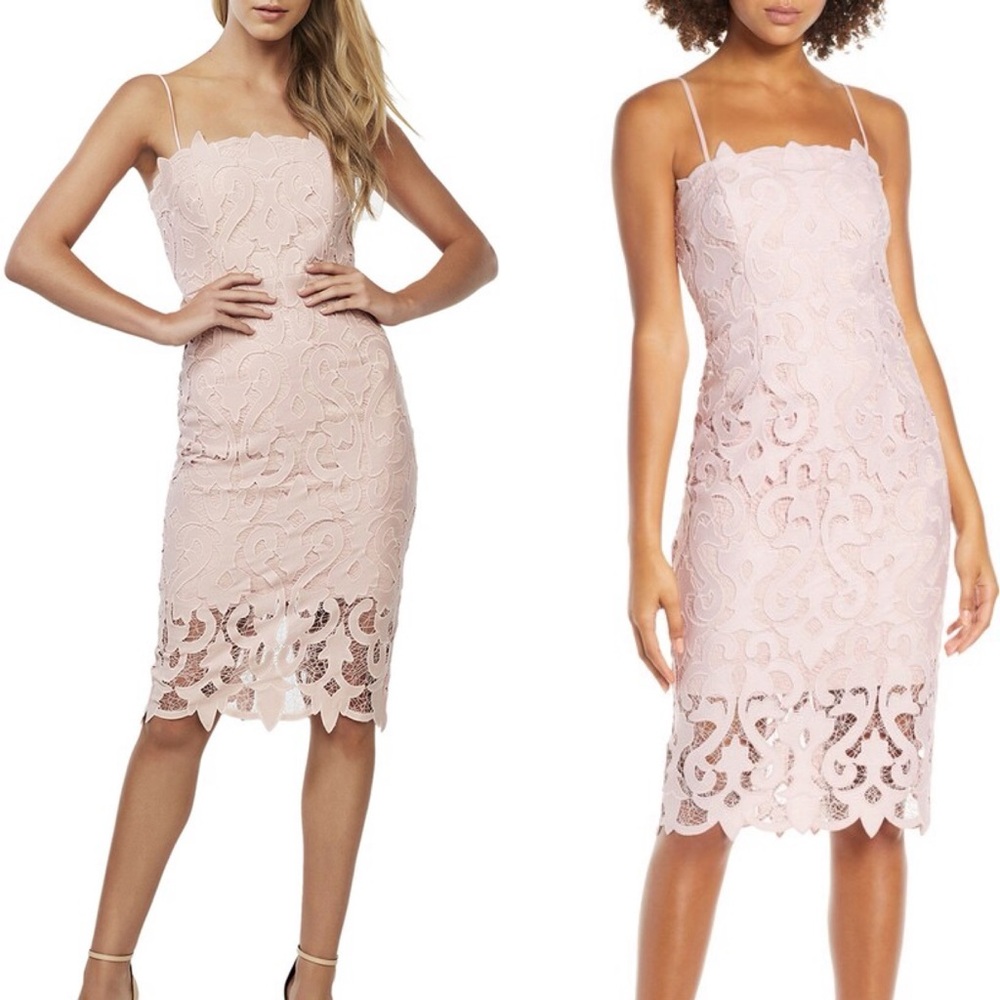 Bardot Pink Lace Midi Dress